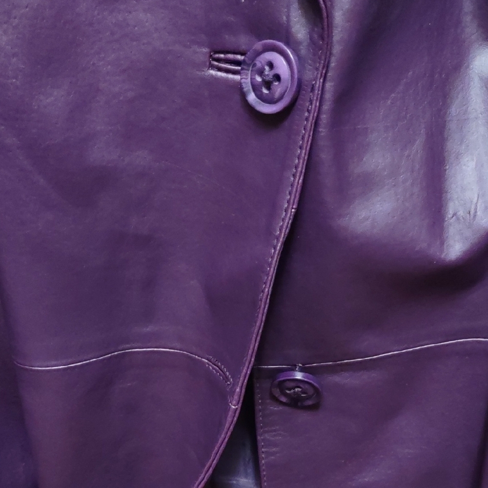 Jessica London Purple Leather Blazer Sz 24 - Picture 4 of 5